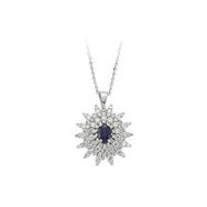 Sirius 0704P0097 Pırlanta ve Oval Safir Taşlı Anturaj Kolye