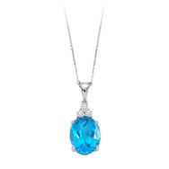Sirius 0704P0108 Pırlanta ve Oval Mavi Topaz Taşlı Kolye