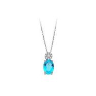 Sirius 0704P0127 Pırlanta ve Oval Mavi Topaz Taşlı Kolye