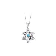 Sirius 0704P0133 Pırlanta ve Mavi Topaz Taşlı Kar Tanesi Kolye