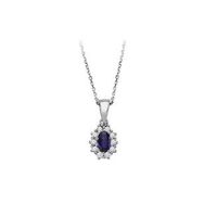 Sirius 0704P0138 Pırlanta ve Oval Safir Taşlı Anturaj Kolye