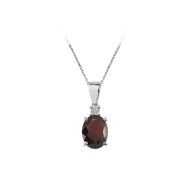 Sirius 0704P0140 Pırlanta ve Oval Garnet Taşlı Kolye