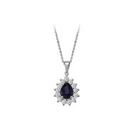 Sirius 0704P0147 Pırlanta ve Damla Safir Taşlı Anturaj Kolye