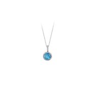 Sirius 0707P0037 Mavi Topaz ve Pırlanta Taşlı Kolye