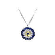 Sirius 0714P0009 Safir ve Pırlanta Taşlı Nazar Boncuklu Kolye