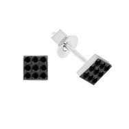 Sirius 0715E0050 Siyah Pırlanta Taşlı Modern Kare Küpe