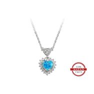 Sirius 0715P0068 Pırlanta ve Kalp Mavi Topaz Taşlı Anturaj Kolye