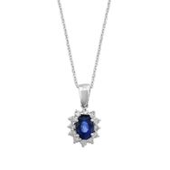 Sirius 0717P0011 Pırlanta ve Oval Safir Taşlı Anturaj Kolye