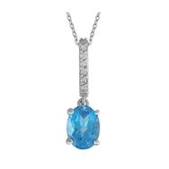 Sirius 0717P0013 Pırlanta ve Oval Mavi Topaz Taşlı Kolye