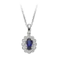 Sirius 0717P0023 Pırlanta ve Oval Safir Taşlı Anturaj Kolye