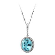 Sirius 0717P0025 Pırlanta ve Oval Mavi Topaz Taşlı Kolye