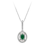 Sirius 0717P0026 Pırlanta ve Oval Zümrüt Taşlı Kolye