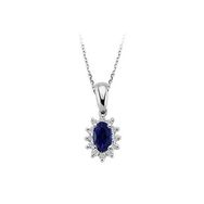 Sirius 0717P0029 Pırlanta ve Oval Safir Taşlı Anturaj Kolye
