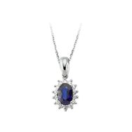 Sirius 0717P0031 Pırlanta ve Oval Safir Taşlı Anturaj Kolye