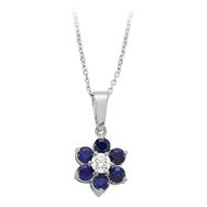 Sirius 0717P0034 Safir ve Pırlanta Taşlı Papatya Kolye
