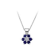 Sirius 0717P0037 Safir ve Pırlanta Taşlı Papatya Kolye