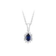 Sirius 0717P0061 Baget Pırlanta ve Damla Safir Taşlı Modern Kolye