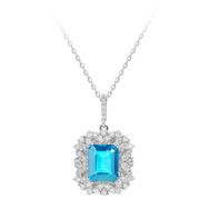 Sirius 0723P0022 Pırlanta ve Oktagon Kesim Mavi Topaz Kolye