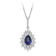 Sirius 0723P0023 Pırlanta ve Damla Safir Taşlı Anturaj Kolye