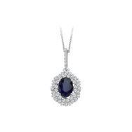 Sirius 0723P0028 Çift Sıra Pırlanta ve Oval Safir Taşlı Anturaj Kolye