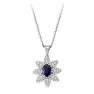 Sirius Pırlanta 0604P0103 Pırlanta Ve Oval Safir Taşlı Kolye