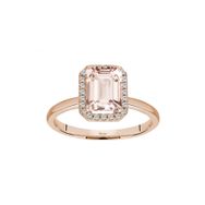 Sirius Pırlanta ve Emerald Kesim Morganite Kırmızı Altın Yüzük