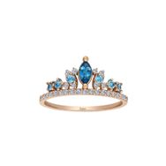 Sirius Pırlanta ve Topaz Taşlı Elizabeth Tacı Kırmızı Altın Yüzük