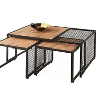 Sivas Gözde Mobilya 110x70x43 cm Ferforje Ahşap Tarz 2 C Zigonlu Orta Sehpa
