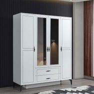 Sivas Gözde Mobilya 160x200x55 cm Çizgi 4 Kapılı 2 Çekmeceli Gardrop