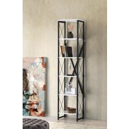Sivas Gözde Mobilya 40x30x180 cm Ferforje 5 Raflı Beyaz Ahşap Kitaplık
