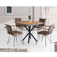 Sivas Gözde Mobilya 80x80 cm Kare MDF Mutfak Masası ve 4 Adet Kollu Sandalye