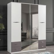 Sivas Gözde Mobilya Bella 170x55x210 cm Aynalı Çekmeceli 4 Kapılı Gardrop