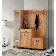 Sivas Gözde Mobilya Elmas 160x193x36 cm Askılık Ayakkabılık Aynalı Üçlü Portmanto