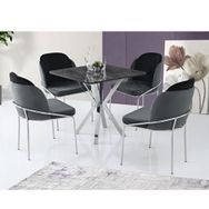 Sivas Gözde Mobilya Karen High Gloss 80x80 cm Krom Mutfak Masası ve 4 Adet Sandalye Takımı