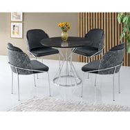 Sivas Gözde Mobilya Kum Saati High Gloss 90 CM Krom Mutfak Masası ve 4 Adet Sandalye Takımı