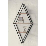 Sivas Gözde Mobilya Modern Tarz Ahşap Metal Karo 3 Raflı Dekoratif 65x28x140 cm Kitaplık