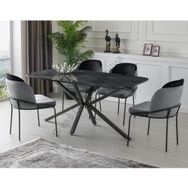 Sivas Gözde Mobilya Polo Çapraz High Gloss 90x160 cm Yemek Masası ve Sandalye Takımı