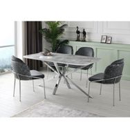 Sivas Gözde Mobilya Polo Çapraz High Gloss 90x180 cm Yemek Masası ve Sandalye Takımı