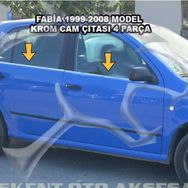Skoda Fabia 1999-2008 Paslanmaz Çelik 4 Parça Krom Cam Çıtası
