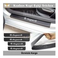 Skoda Superb 4 Adet Karbon Kapı Eşiği Sticker