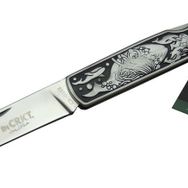 Skygo CRKT CR-0102 20 cm Balık Desenli Metal Sap Kılıflı Kutulu Kamp Çakı