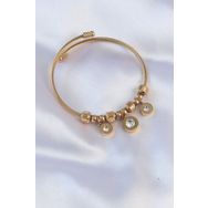Skygo TJ-BB6089 316L Çelik Gold Renk Zirkon Taşlı Model Charm Bileklik