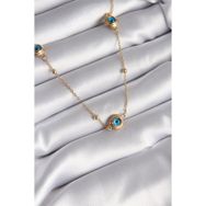 Skygo TJ-BKO8340 316L Çelik Gold Renk Nazar Boncuk Model Kadın Kolye