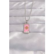 Skygo TJ-BKO9043 316L Çelik Gümüş Renk Pembe Mineli Güneş Model Tarot Kolye