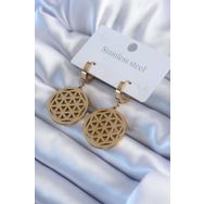 Skygo TJ-BKP8026 316L Çelik Gold Renk Lotus Model Kadın Küpe