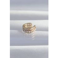 Skygo TJ-BKP9339 Pirinç Gold Renk İncili Baget Taşlı Earcuff Küpe
