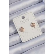 Skygo TJ-BKP9414 Xuping Rose Renk Zirkon Taşlı Yansımalı Oval Küpe