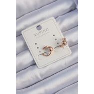 Skygo TJ-BKP9422 Xuping Rose Renk Zirkon Taşlı Bombeli Topçuk Earcuff Küpe