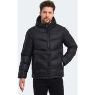 Slazenger World Siyah Kapüşonlu Şişme Erkek Mont