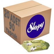 Sleepy 90 Yaprak 20'li Pamuk Zeytin Yağlı Plastik Kapaklı Islak Mendil Seti